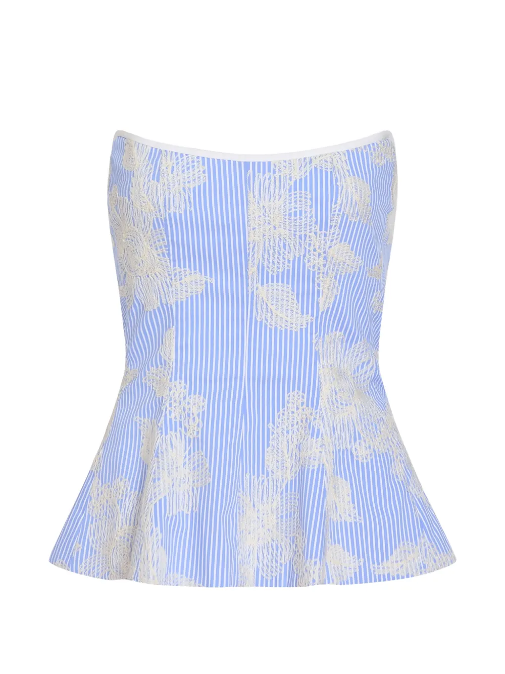 Markarian Top senza spalline Lola con ricamo a fiori - Blu