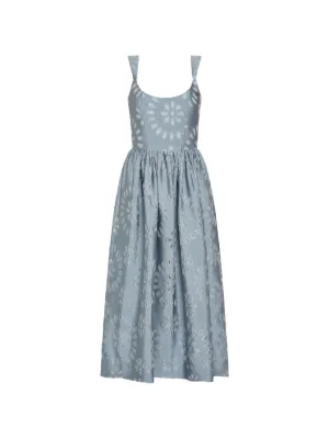 erdem melora ruffled lace corset dress Erdem Asymmetric Ruffle Lace Corset Midi Dress In Blue