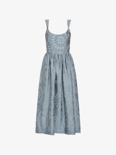 Markarian Apple floral-organza corset midi dress