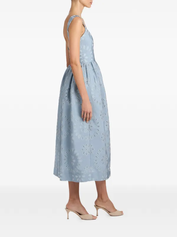 markarian corset dress Numa Blue Floral Ikat Corset Midi Dress