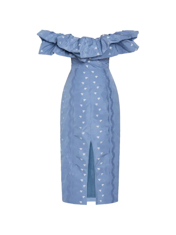 markarian blue dress Markarian Serafina Floral-print Midi Dress