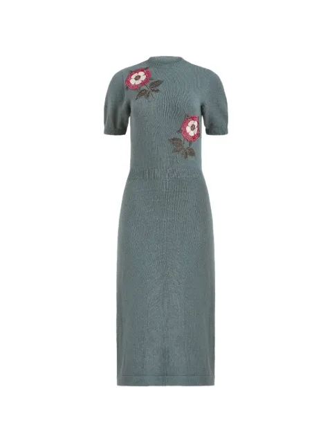 Markarian Iris floral-beaded cashmere midi dress