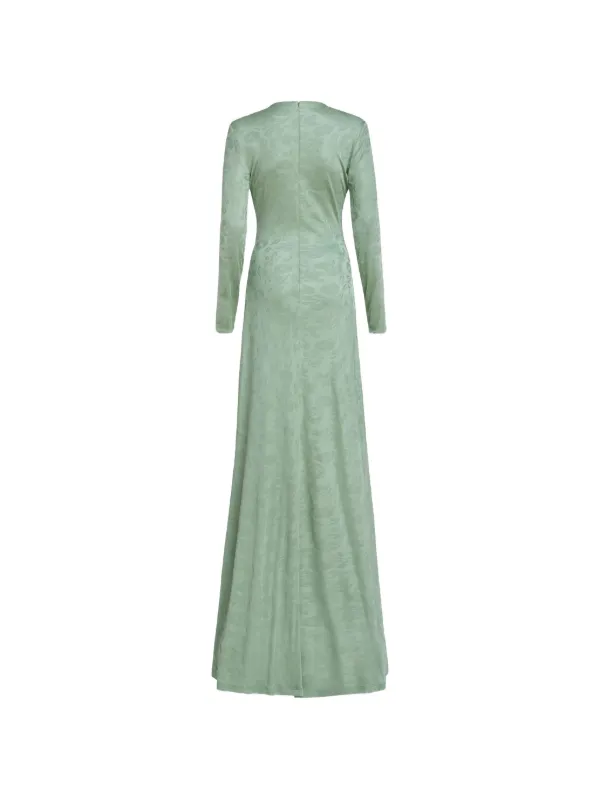 markarian green dress Coco floral-pattern long-sleeve Maxi | Occasion:Formal