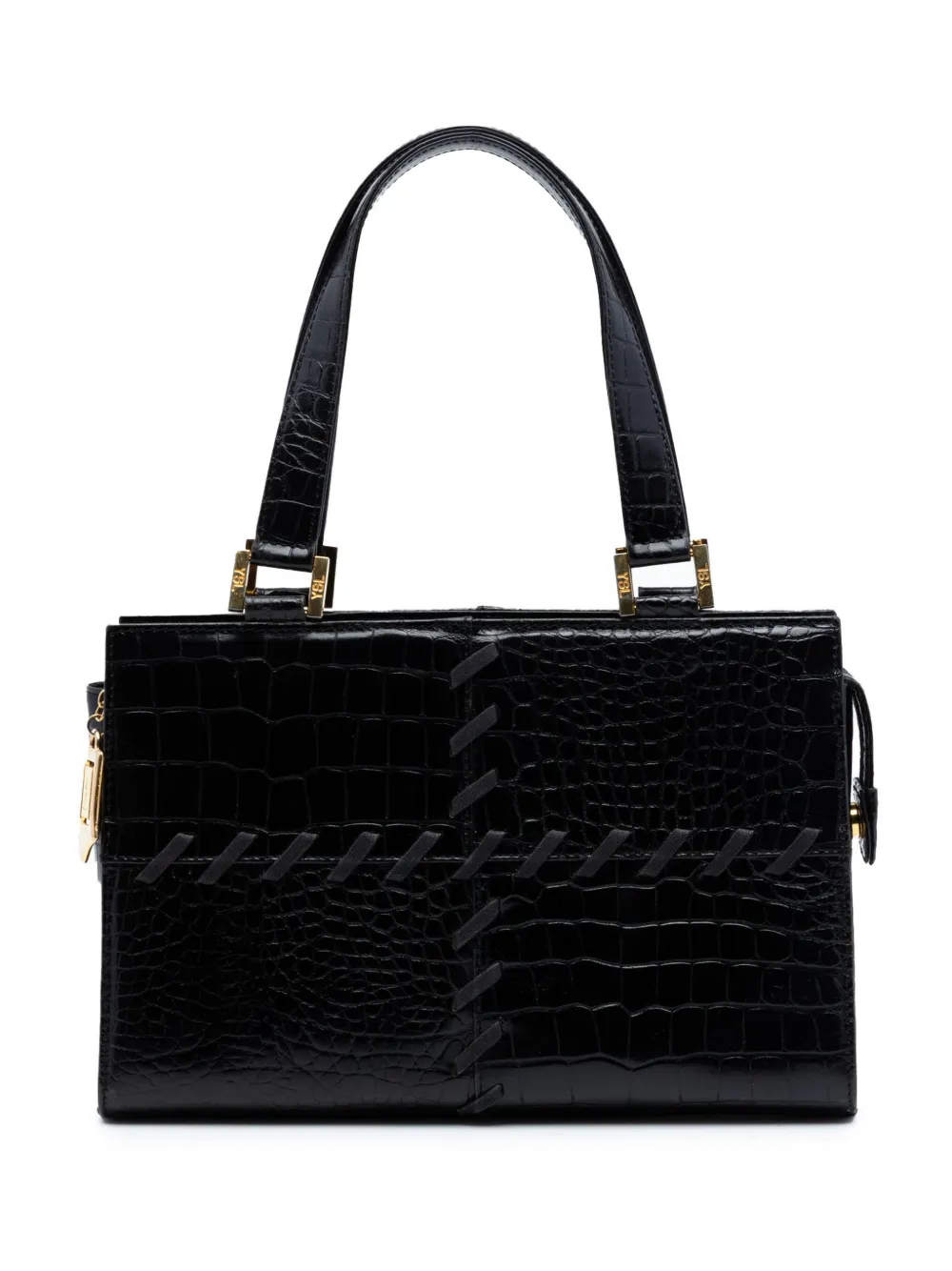 Saint Laurent Pre-Owned 20th Century Croc Embossed Leather shoulder bag - Schwarz
