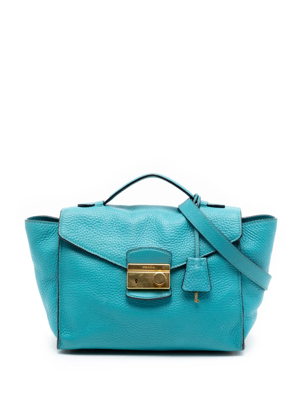 Prada Pre-Owned 2010-2026 Vitello Daino Sound Lock satchel - Blu