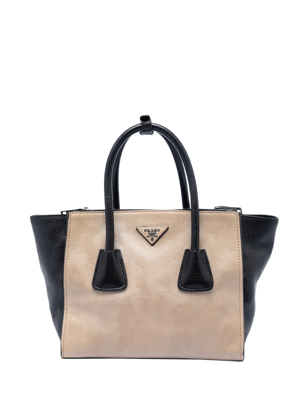 Prada Pre-Owned 2013-2026 Bicolor Glace Calf Twin Pocket Double Handle satchel - Schwarz