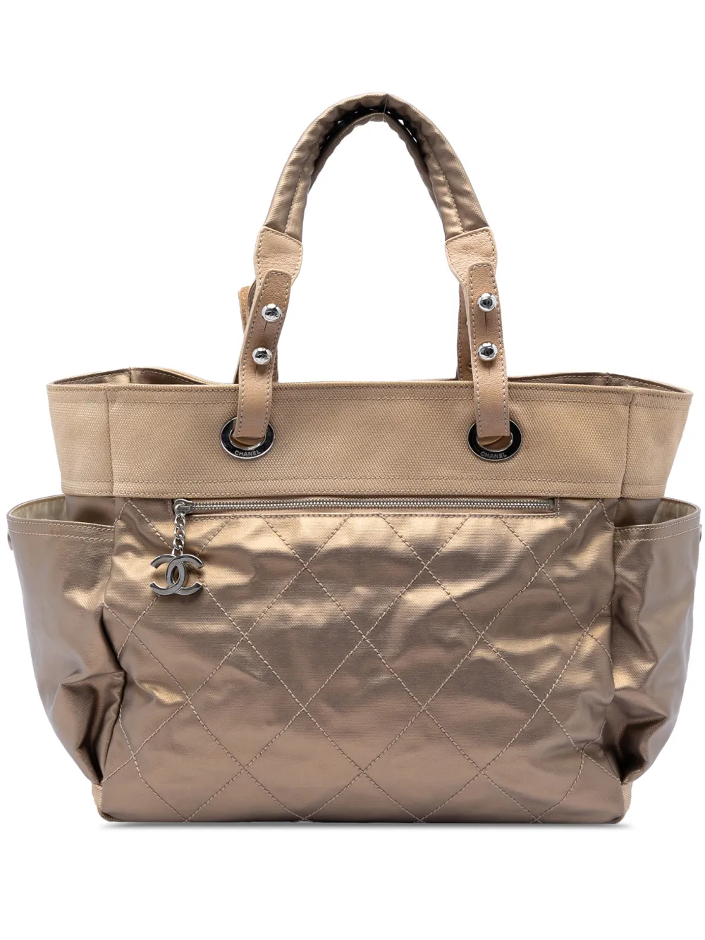 CHANEL Pre-Owned 2006-2008 Large Quilted Coated Canvas Paris Biarritz tote bag - Oro