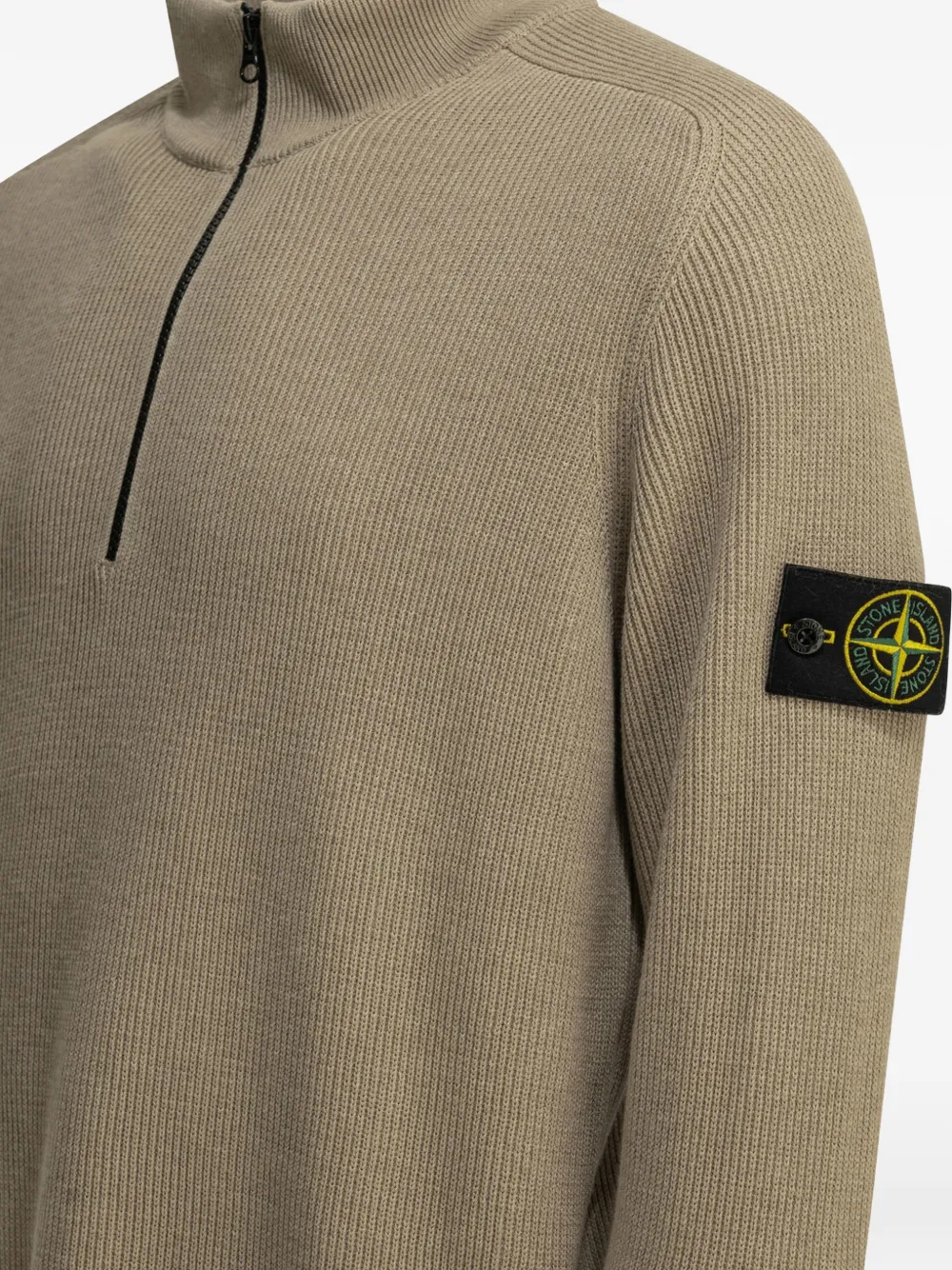 Stone Island Ribgebreide sweater met rits Beige