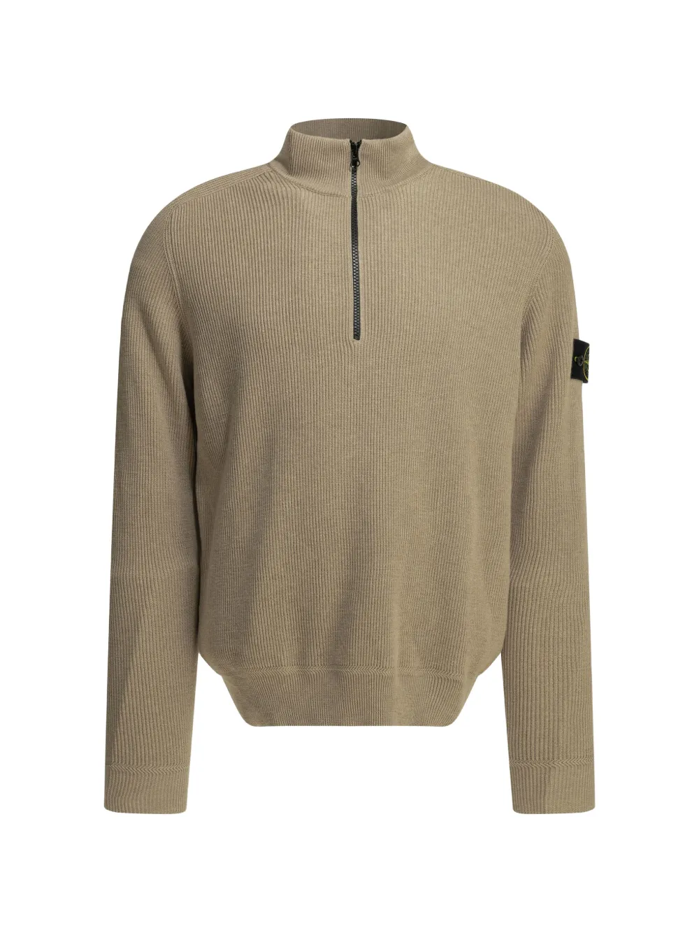 Stone Island ribbed-knit quarter-zip sweatshirt - Nude