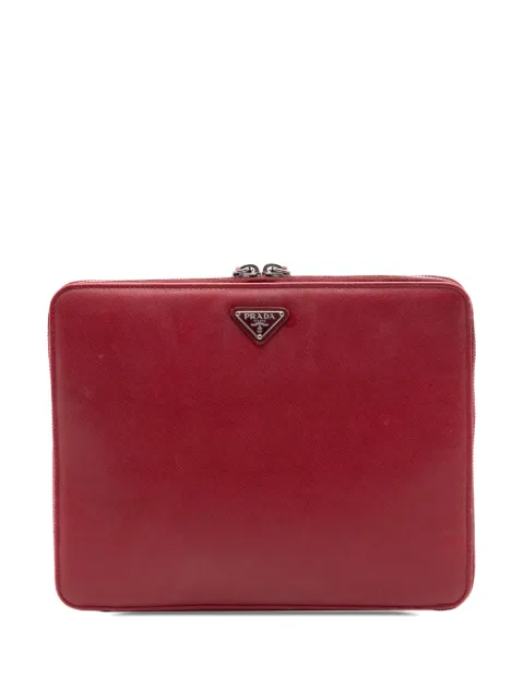 Prada Pre-Owned bolsa de mano para iPad de piel saffiano con cierre alrededor 2000-2013