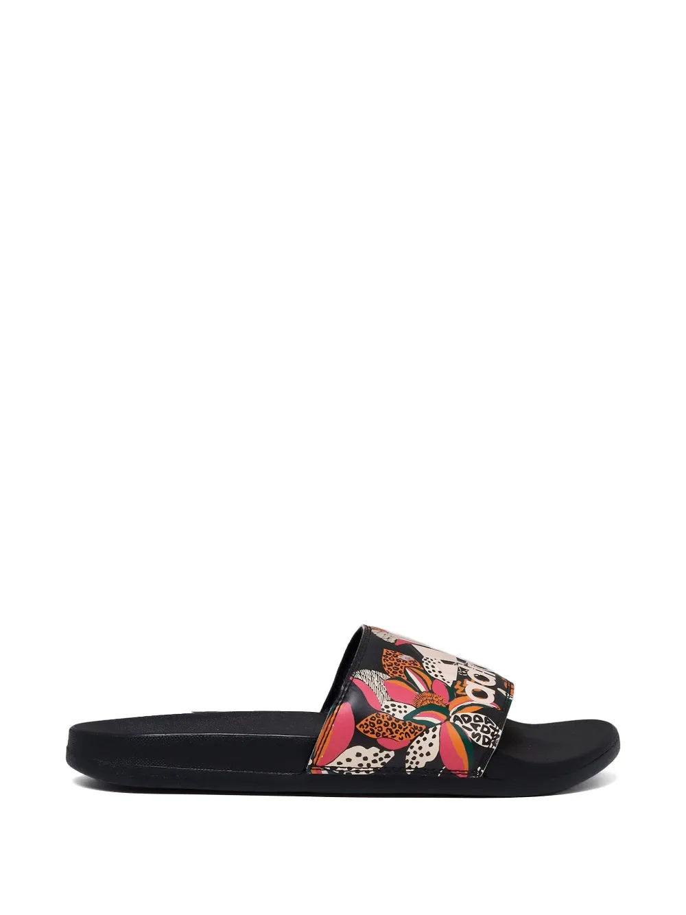 adidas Adilette Pantoletten mit Blumenprint - Schwarz
