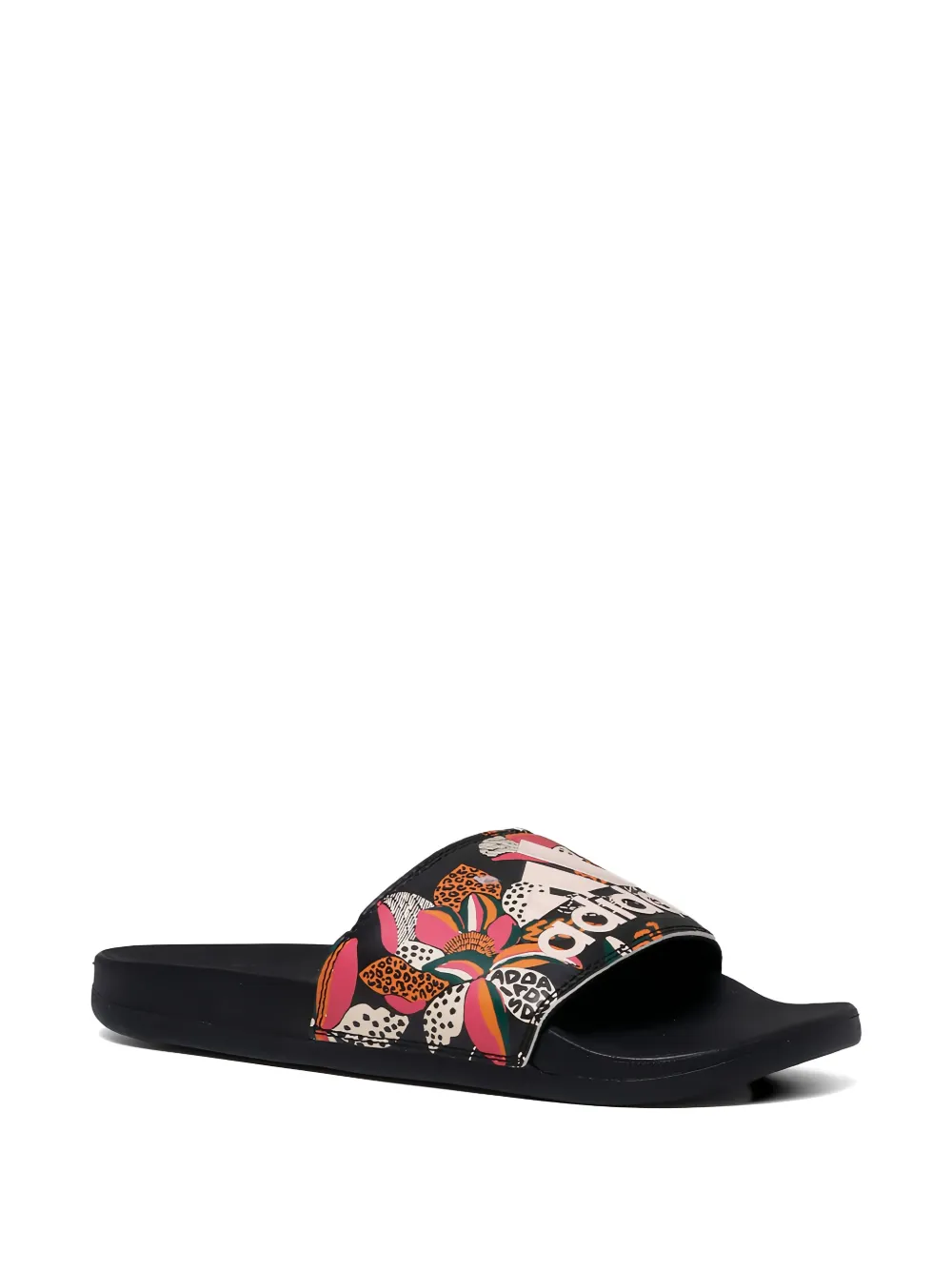 adidas Adilette slippers met bloemen-print Zwart