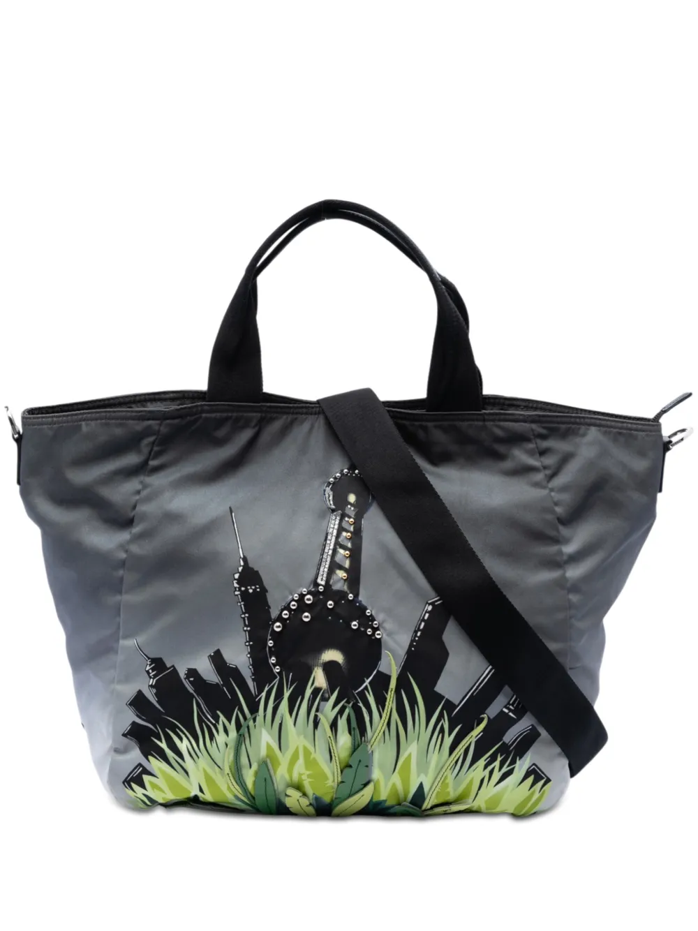 Prada Pre-Owned 2013-2026 Tessuto City and Jungle Print Tote satchel - Grigio