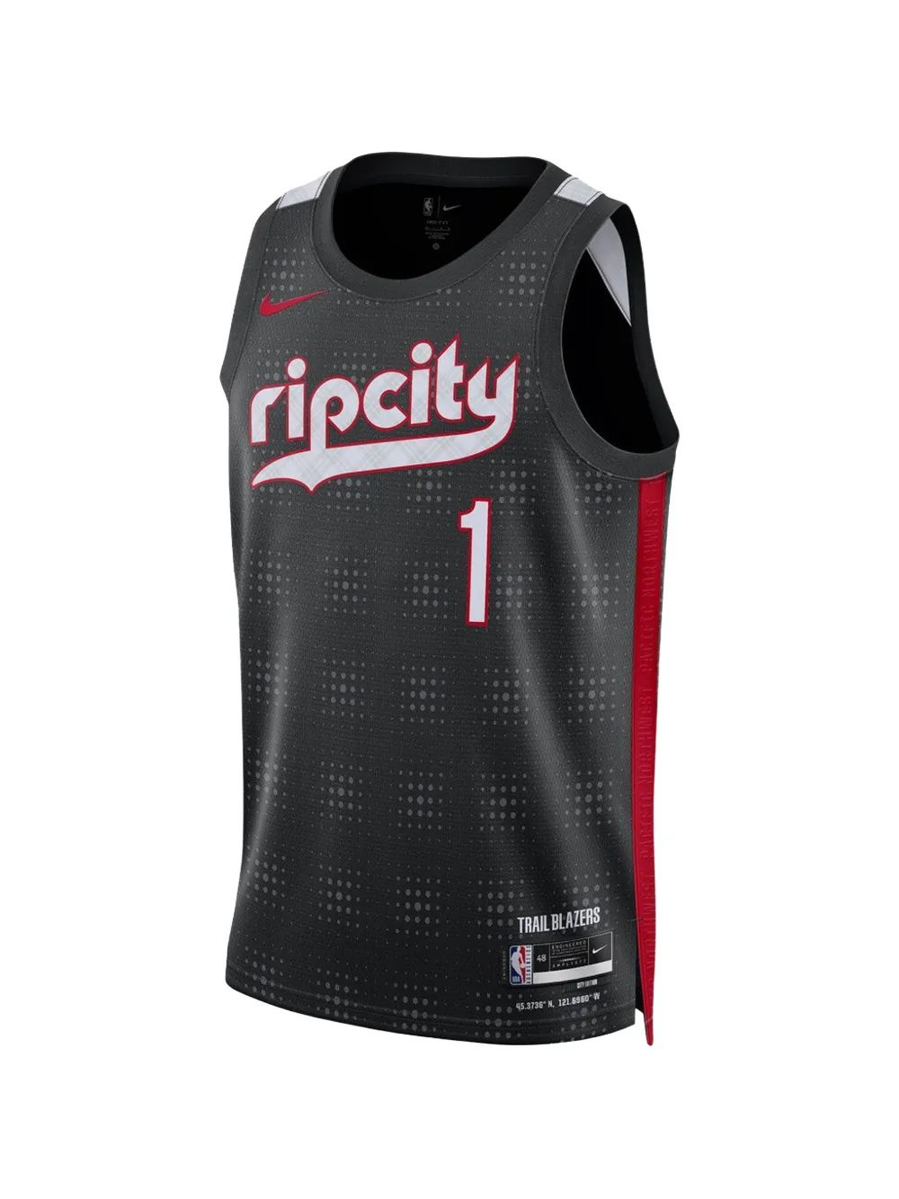 Nike Kids T-shirt Trail Blazers Anfernee Simons 2024/25 Swingman - Nero