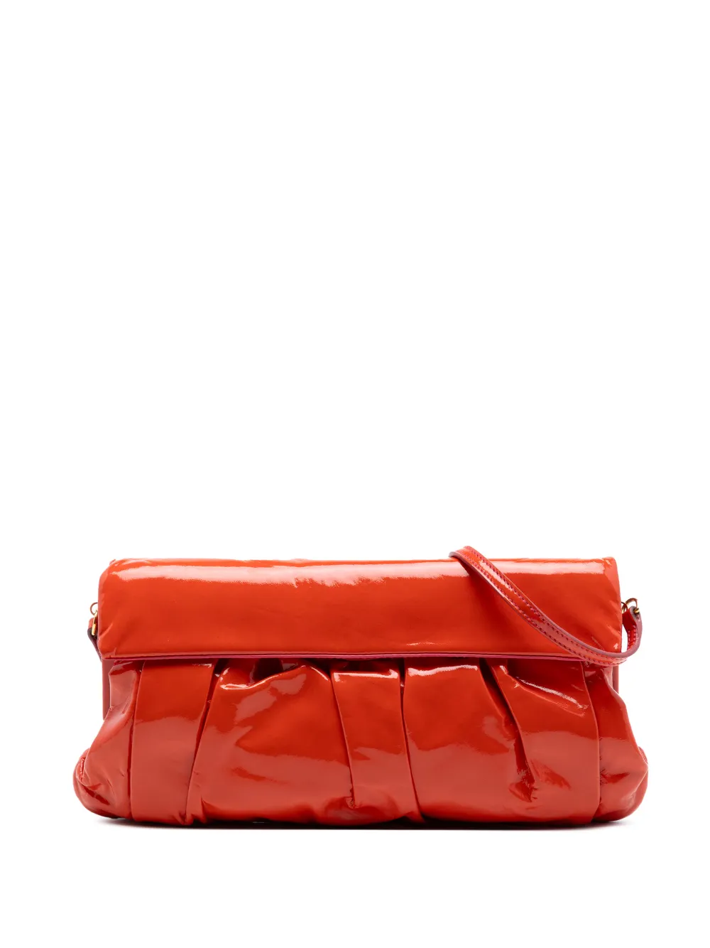 Miu Miu Pre-Owned 2010-2026 Pleated Patent Flap handbag - Arancione