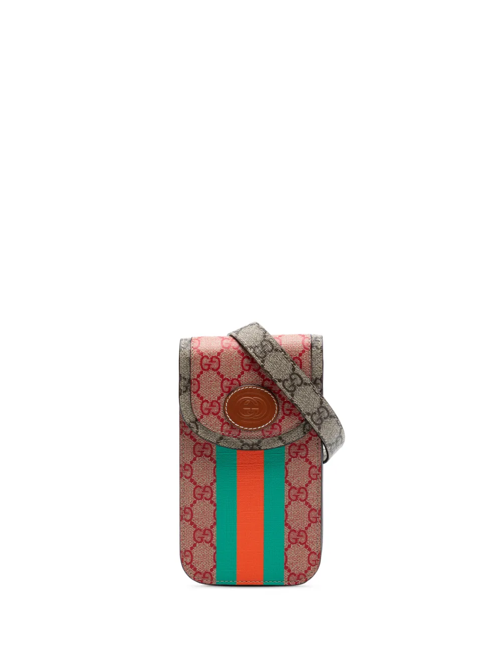 Gucci Pre-Owned 2016-2026 Dans Le Vert GG Supreme Web Phone Holder crossbody bag - Rosso