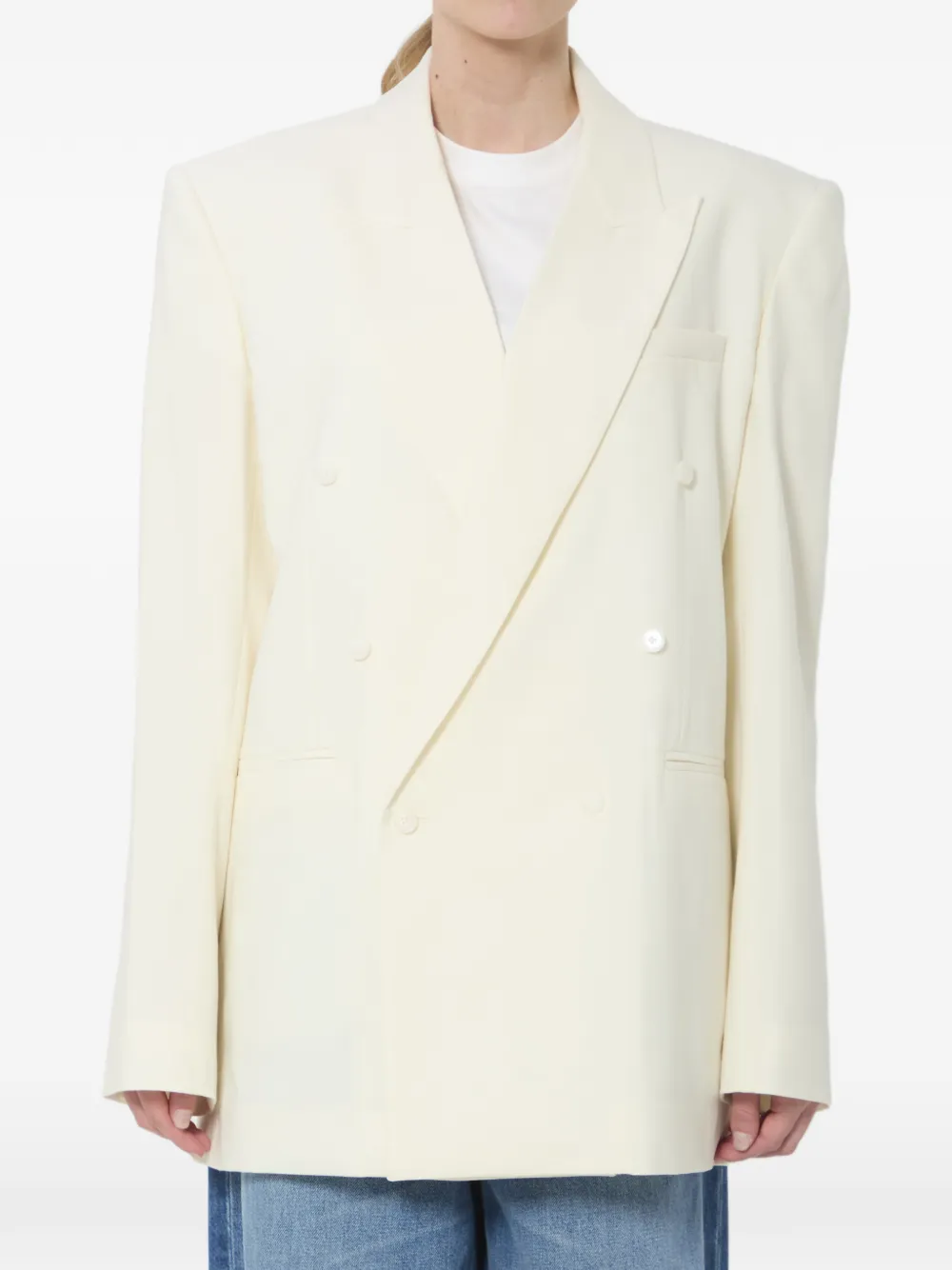 The Frankie Shop double-breasted Monterey blazer - Bianco