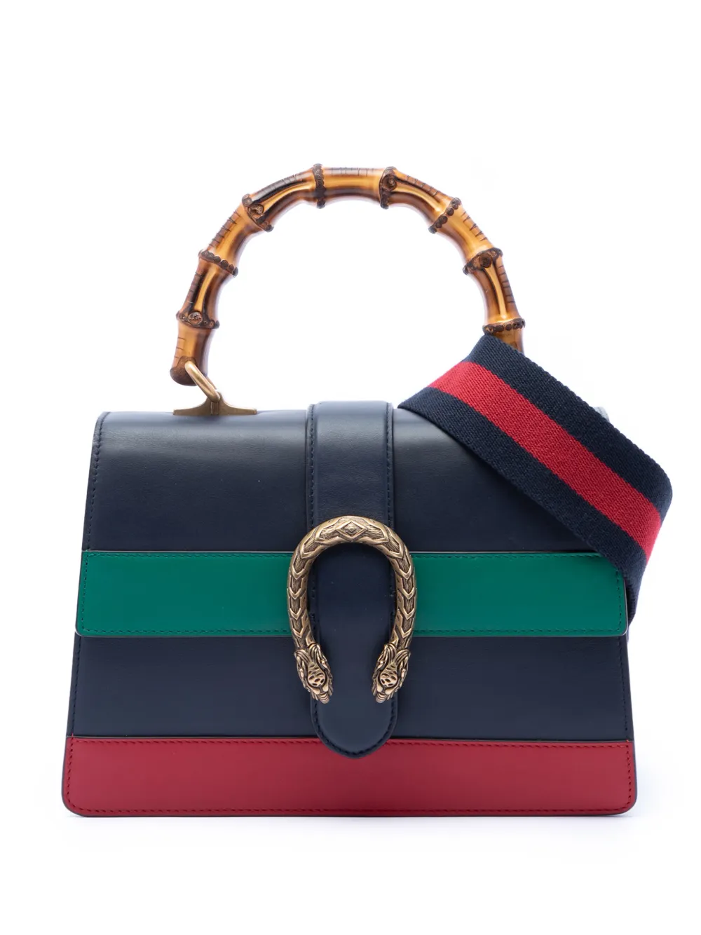 Gucci Pre-Owned 2016-2026 Medium Leather Bamboo Dionysus Web satchel - Blu
