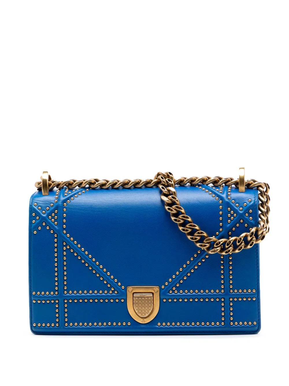Christian Dior Pre-Owned 2015-2020 Small Studded Lambskin Diorama Flap crossbody bag - Blu