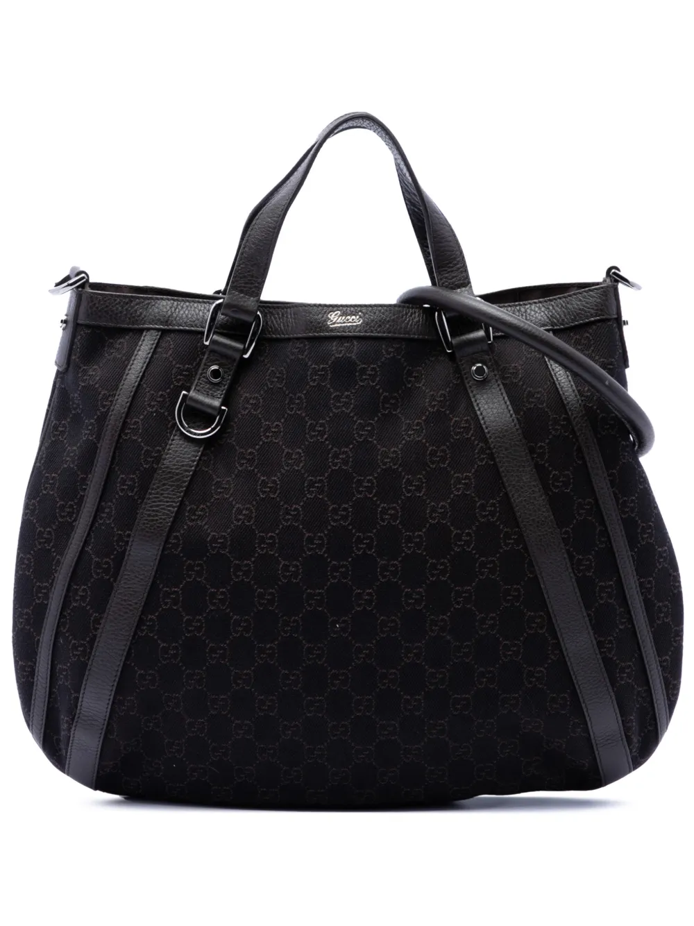 Gucci Pre-Owned 2016-2026 GG Denim Abbey D Ring satchel - Marrone