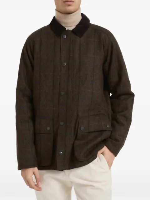 Barbour check-pattern corduroy-collar coat