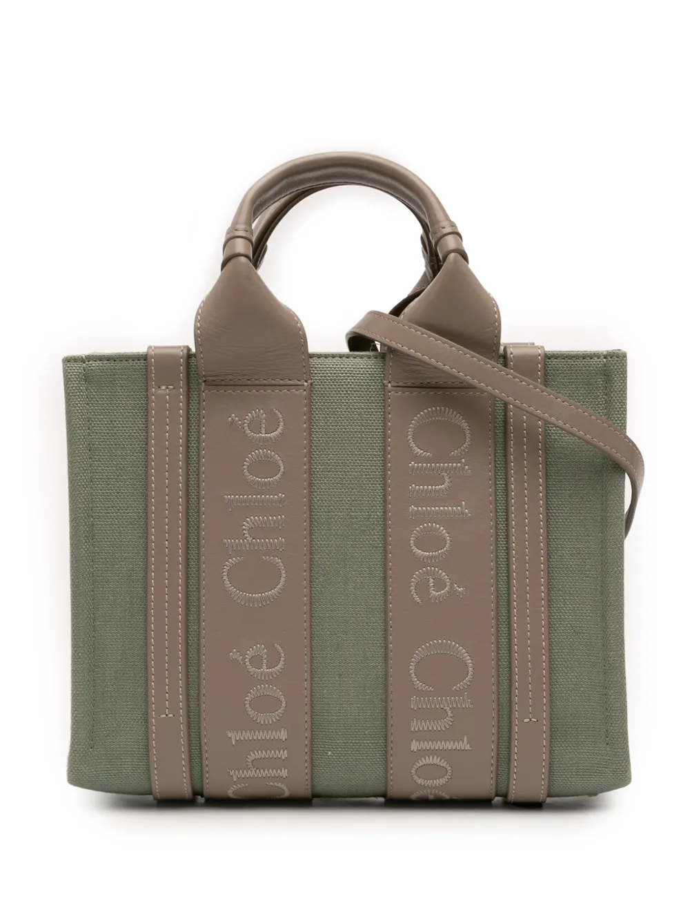 Chloé Pre-Owned 2023 Small Canvas Woody Tote satchel - Verde