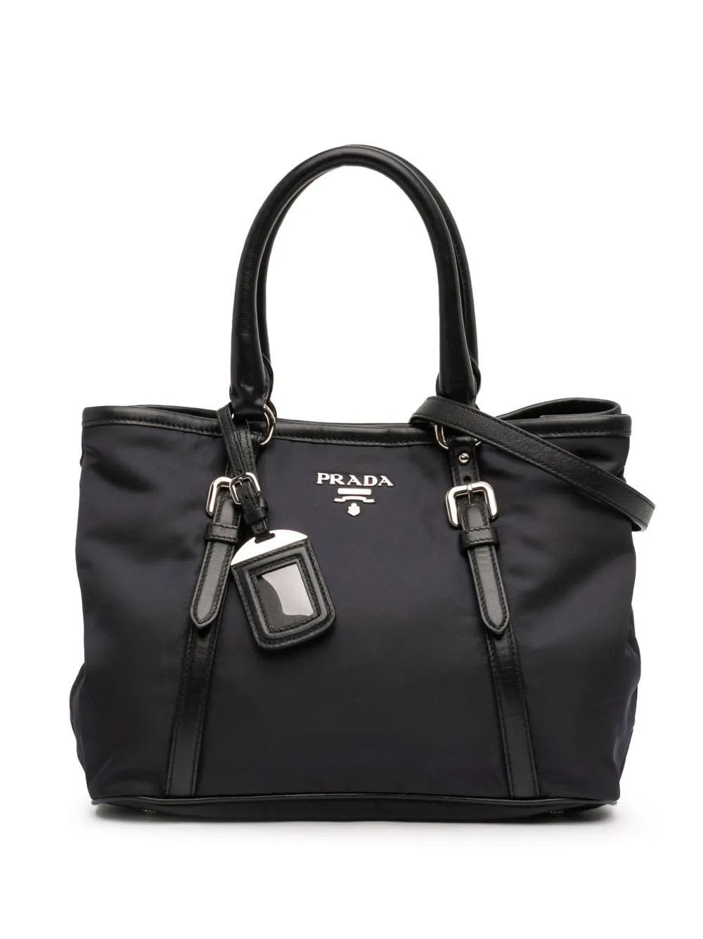 Prada Pre-Owned 2010-2026 Soft Calf Trimmed Tessuto satchel - Schwarz