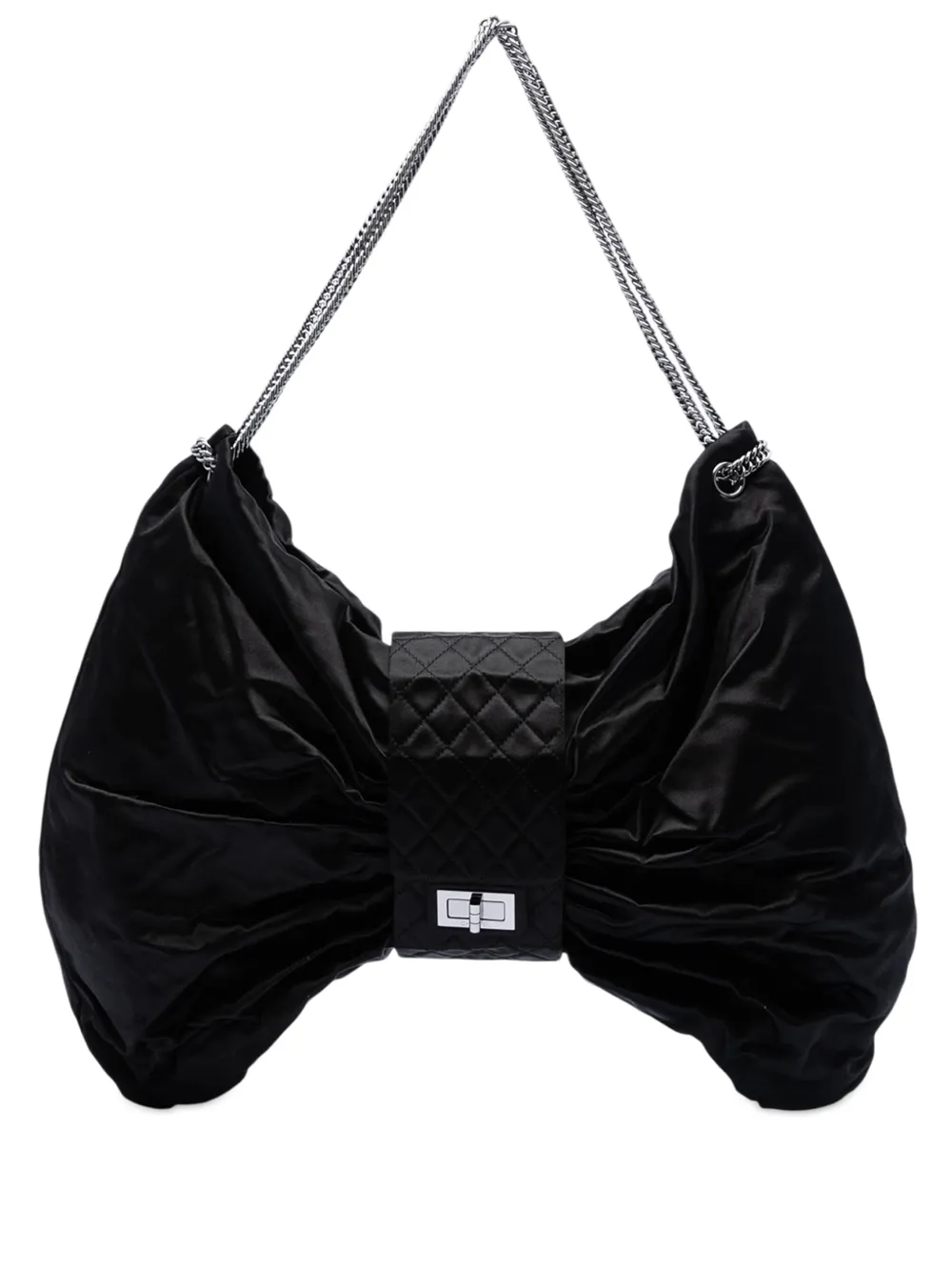 CHANEL Pre-Owned 2008-2009 Large Satin Bow Mademoiselle Shoulder Bag tote bag - Schwarz