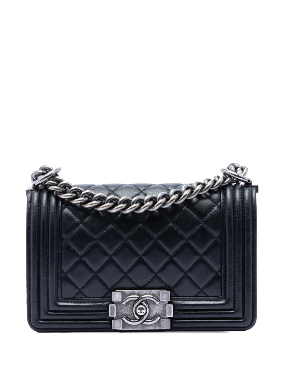 CHANEL Pre-Owned 2016-2017 Small Quilted Lambskin Boy Flap crossbody bag - Nero