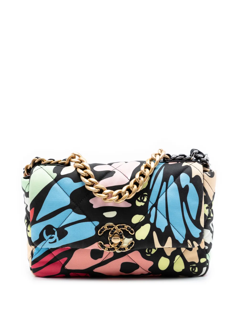 CHANEL Pre-Owned 2021-2026 Medium Printed Canvas 19 Flap satchel - Nero