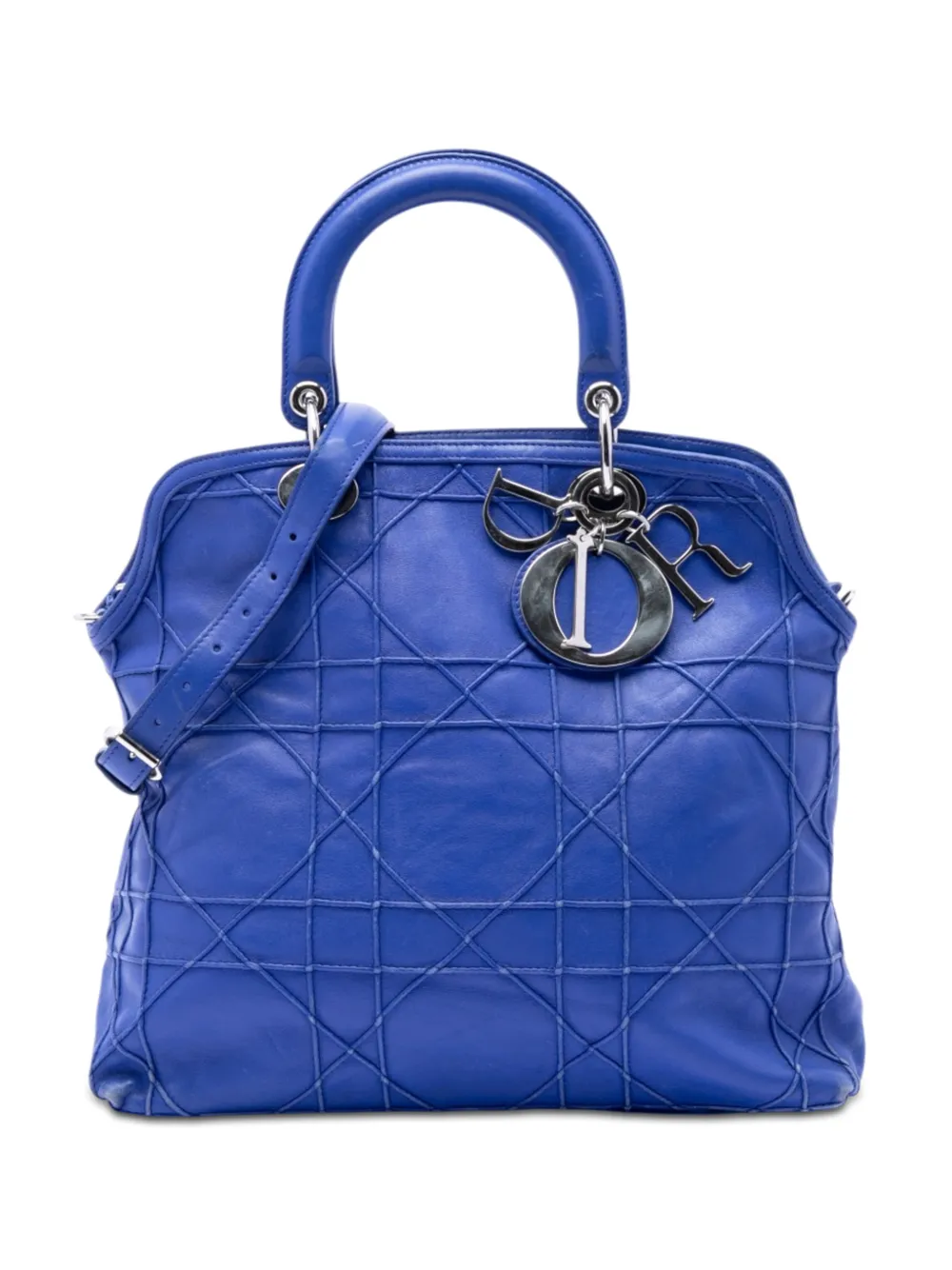 Christian Dior Pre-Owned 2013 Medium Lambskin Cannage Polochon Granville satchel - Blu