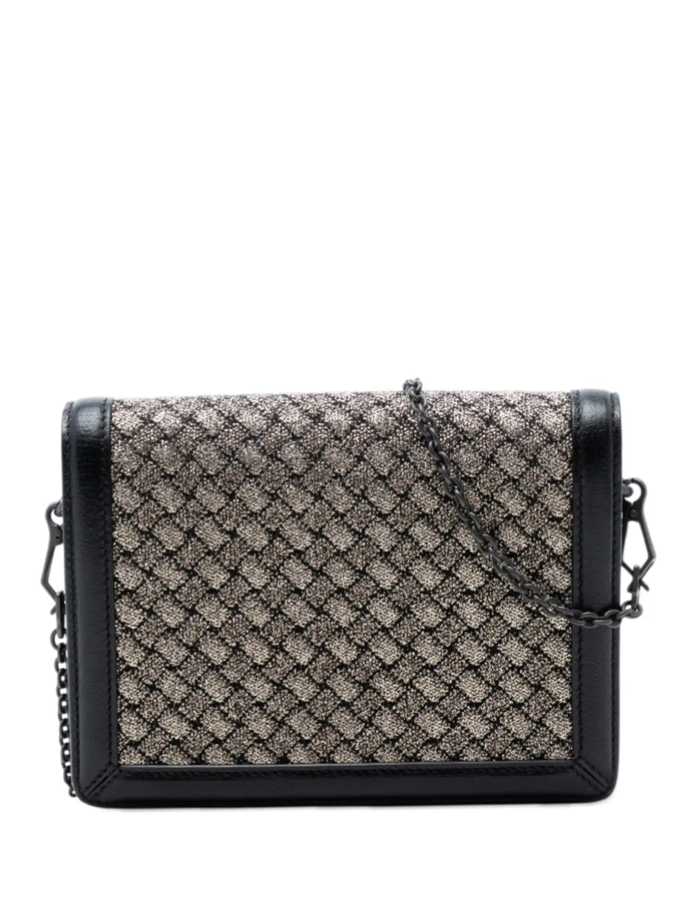 Bottega Veneta Pre-Owned 2012-2026 Mini Leather and Metallic Knit Intrecciato Montebello crossbody bag - Nero