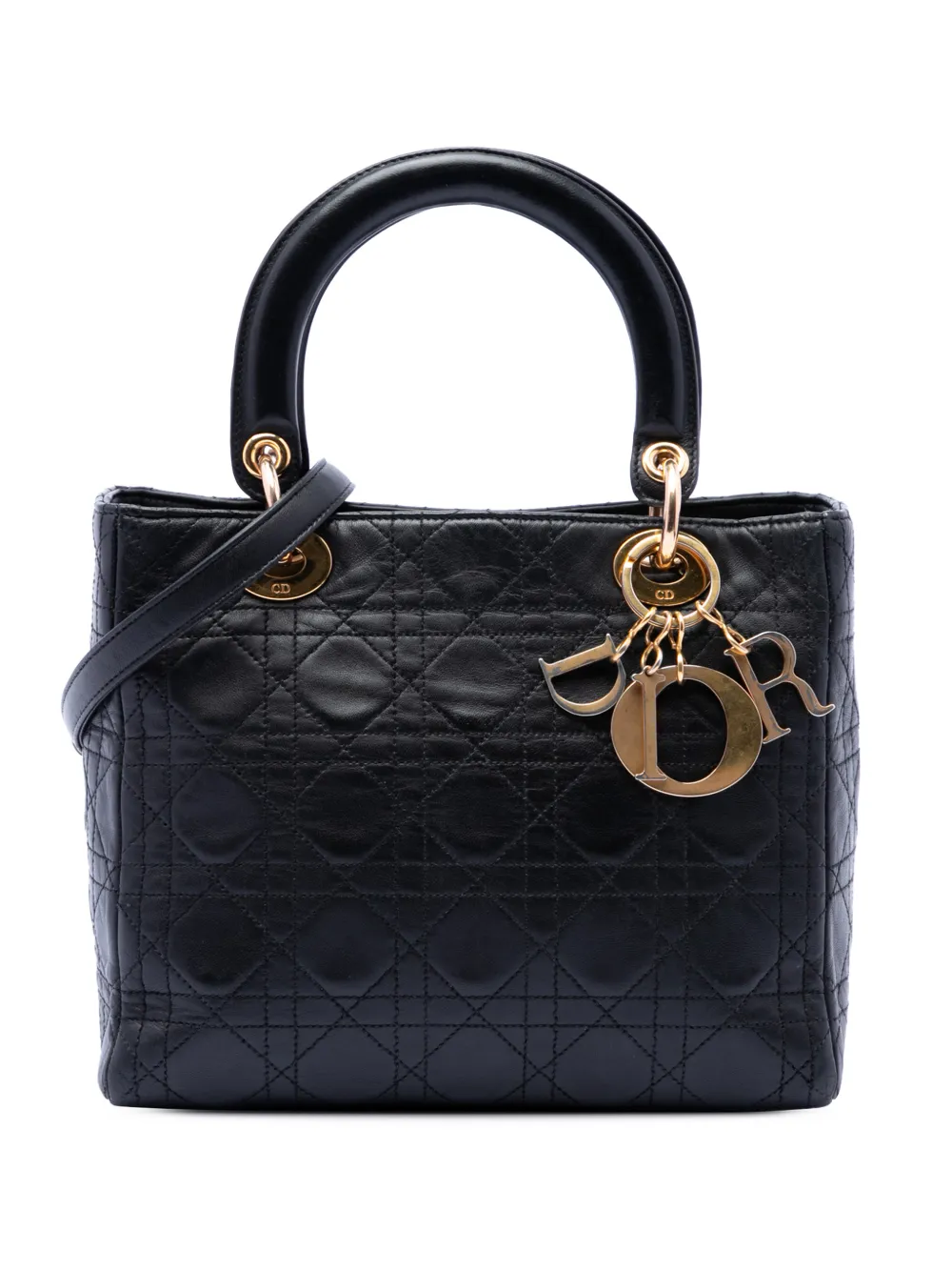 Christian Dior Pre-Owned 1997 Medium Lambskin Cannage Lady Dior satchel - Nero
