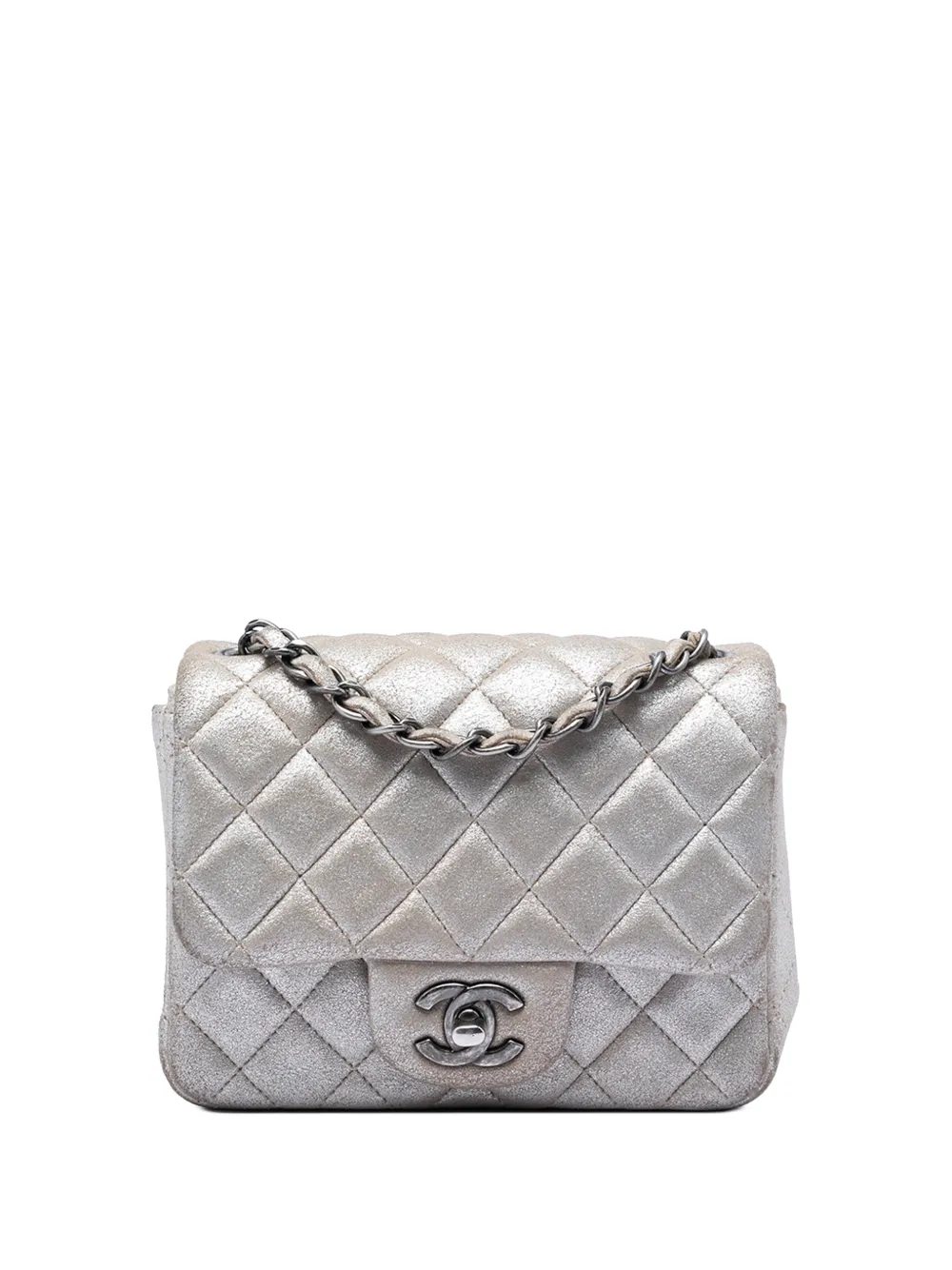 CHANEL Pre-Owned 2014 Mini Square Classic Metallic Lambskin Single Flap crossbody bag - Marrone