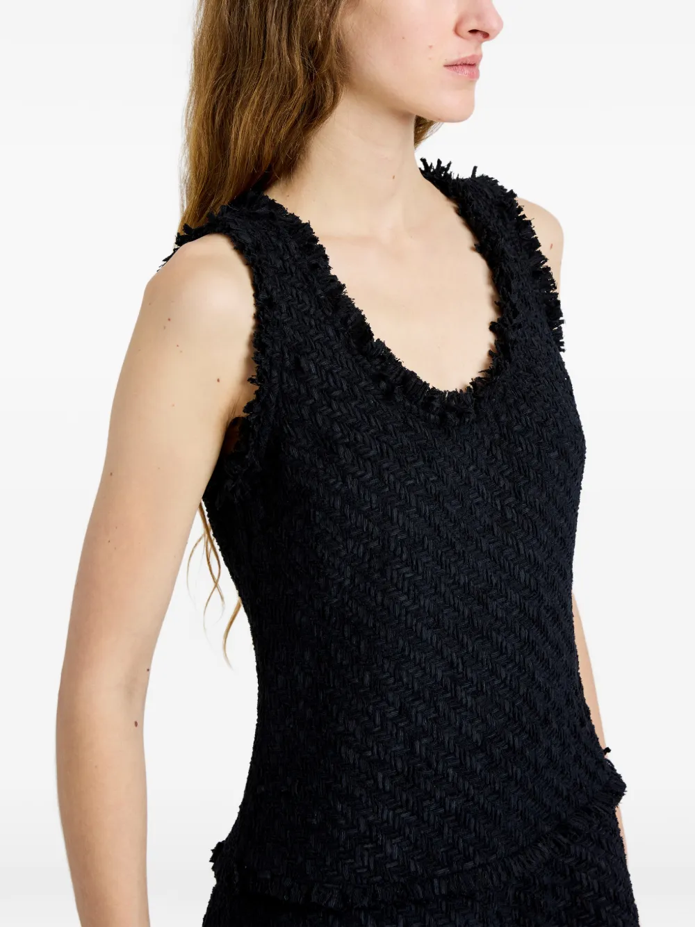 Proenza Schouler White Label Kaida geweven tweed jurk Zwart