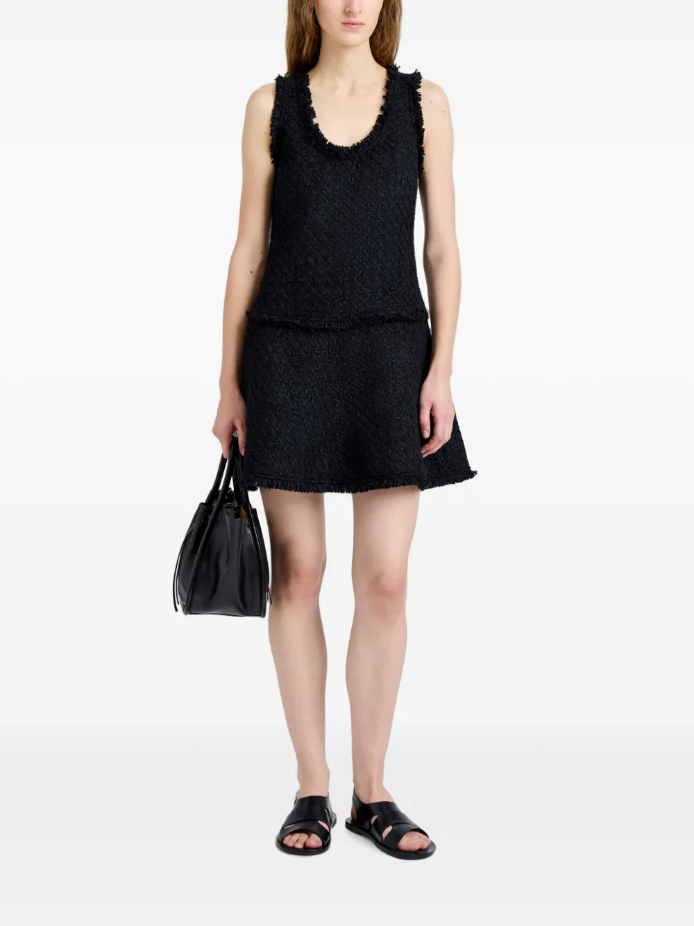 Proenza Schouler White Label Kaida geweven tweed jurk Zwart