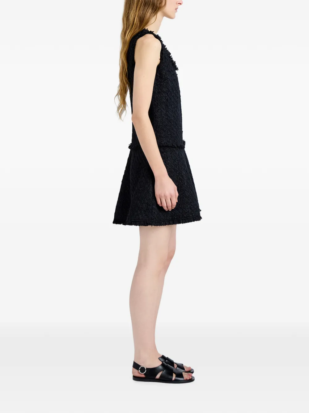 Proenza Schouler White Label Kaida geweven tweed jurk Zwart