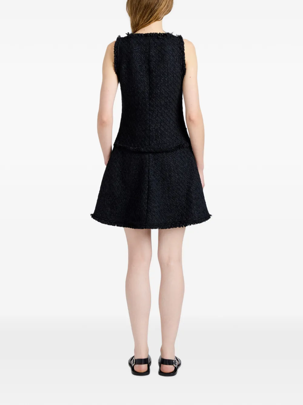Proenza Schouler White Label Kaida geweven tweed jurk Zwart