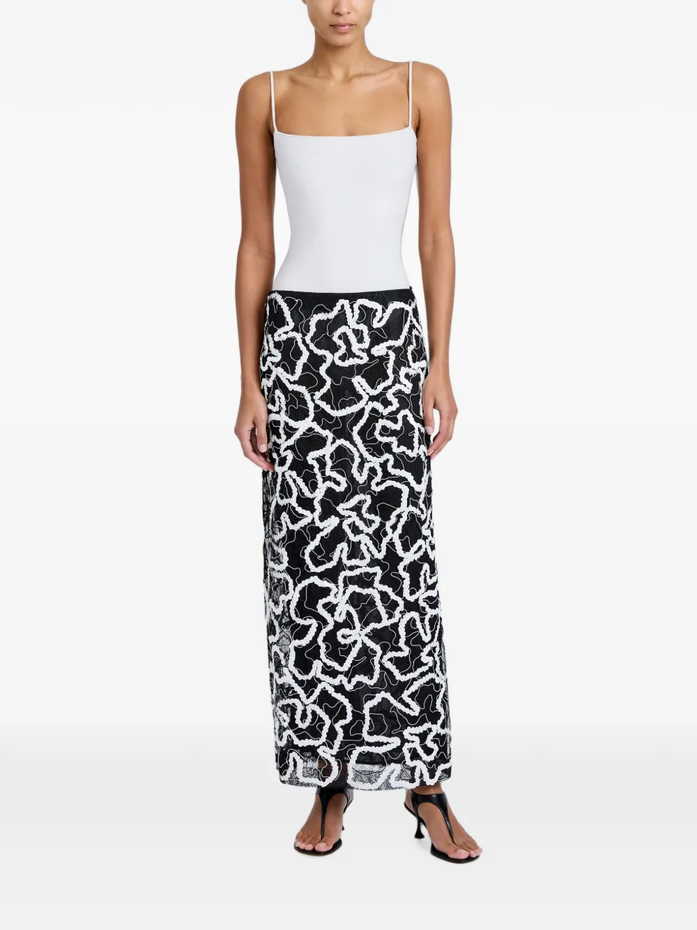 Proenza Schouler Maite rok met geborduurd kant en pailletten Zwart