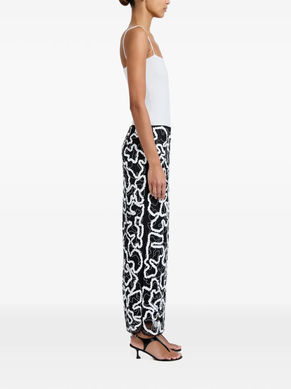 Proenza Schouler Maite rok met geborduurd kant en pailletten Zwart