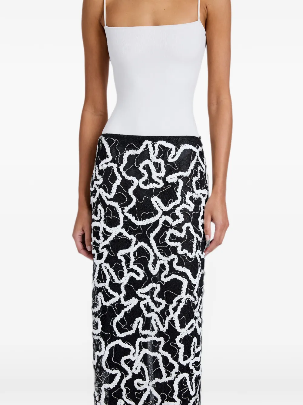 Proenza Schouler Maite rok met geborduurd kant en pailletten Zwart