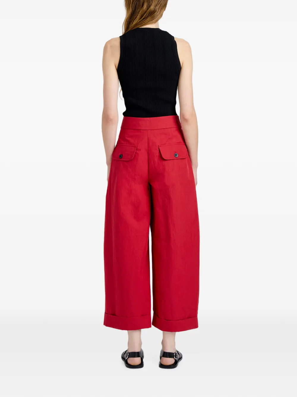 Proenza Schouler White Label Talla broek van gewassen katoen Rood