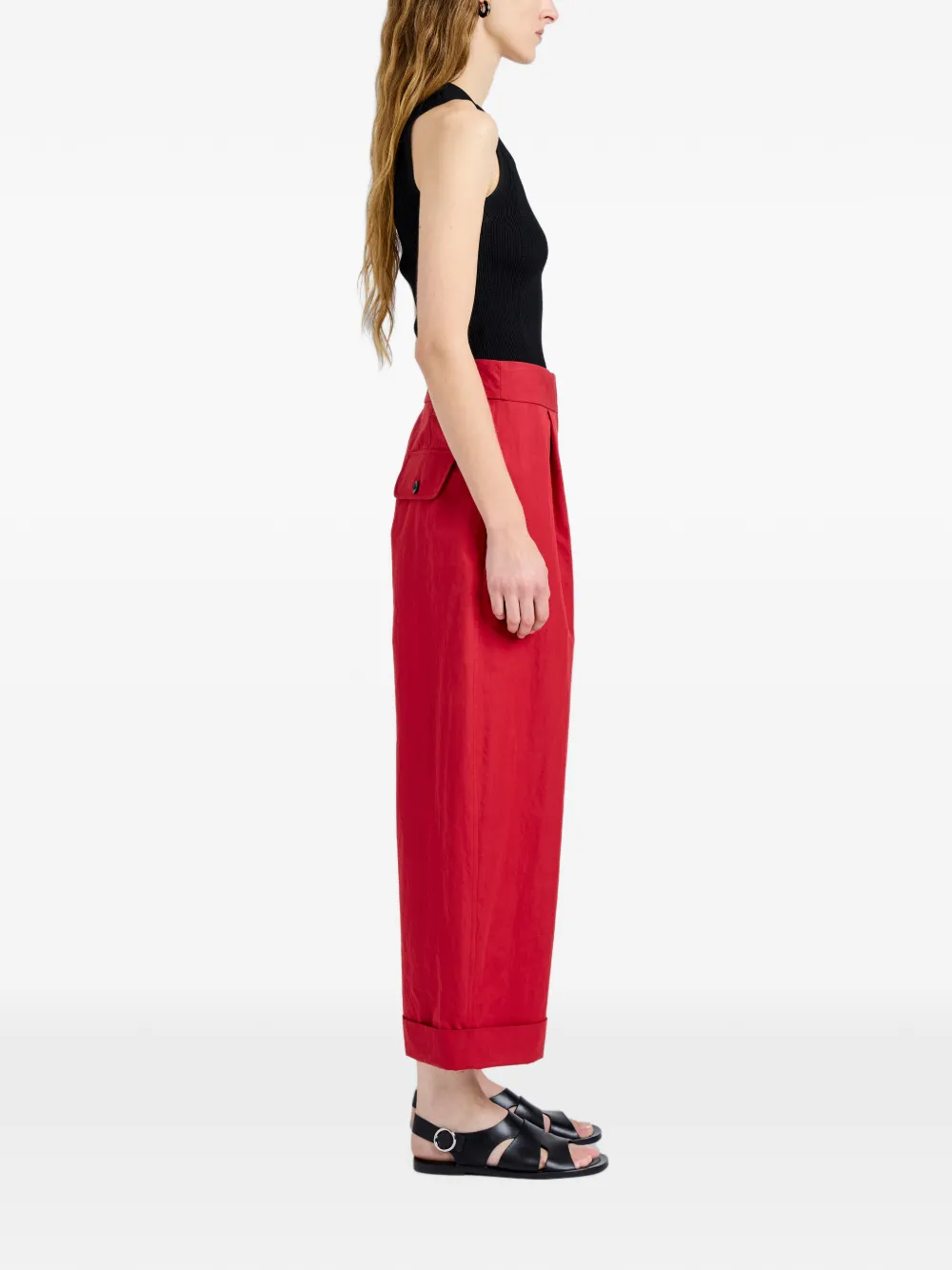 Proenza Schouler White Label Talla broek van gewassen katoen Rood
