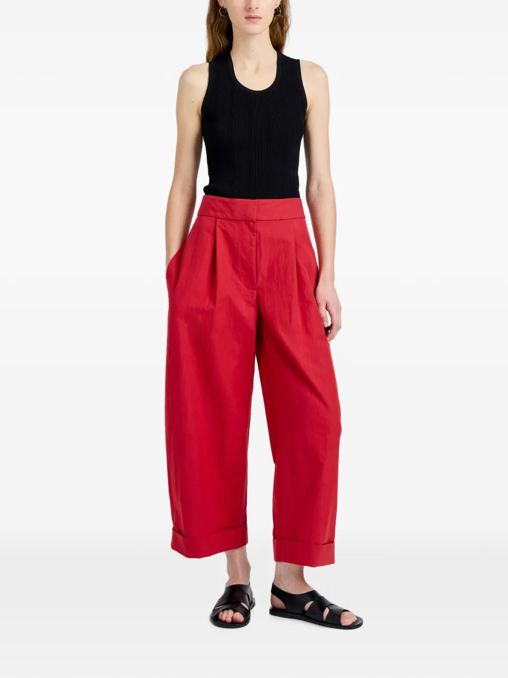 Proenza Schouler White Label Talla broek van gewassen katoen Rood