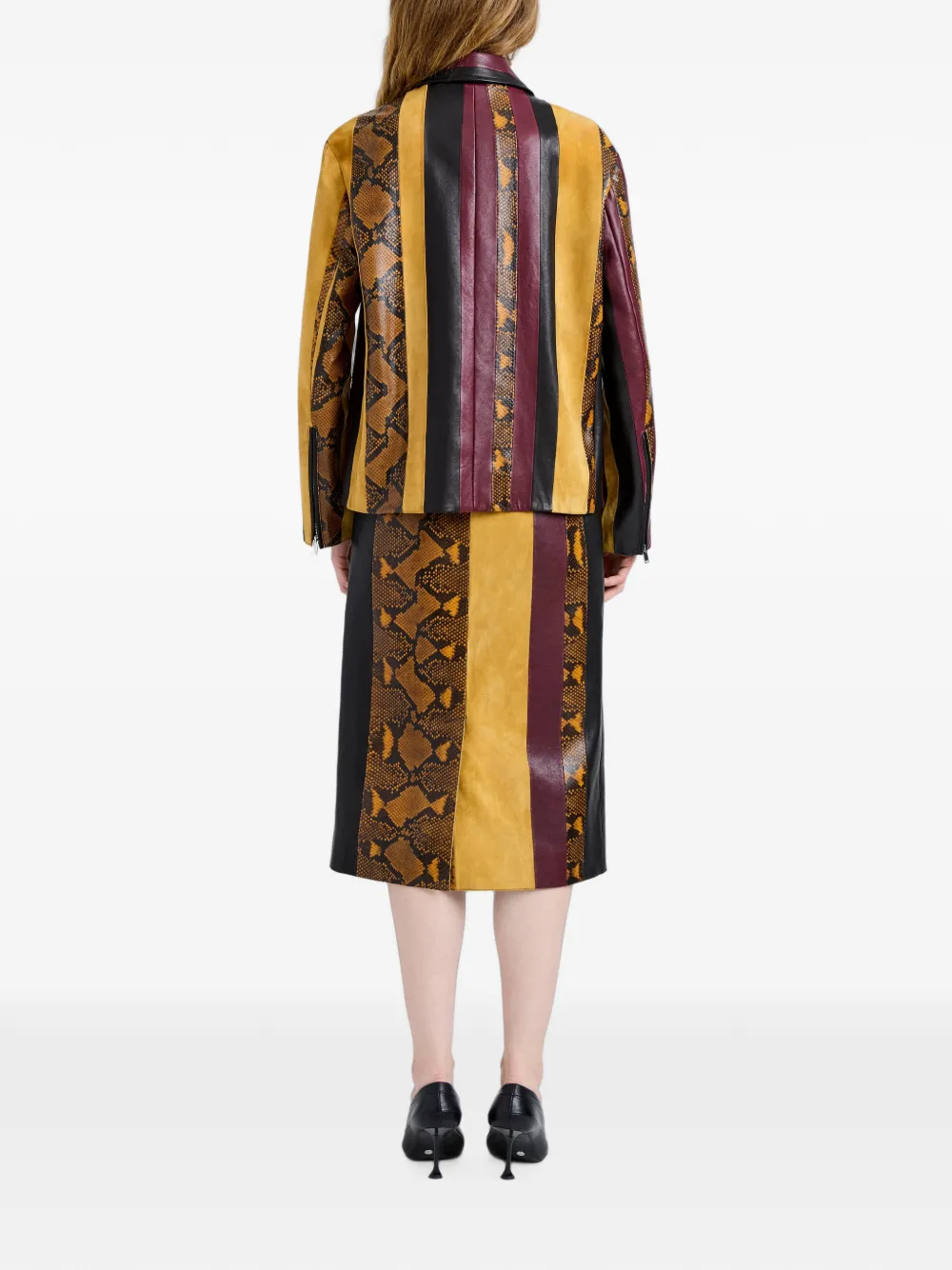 Proenza Schouler Sirine Skirt in Pieced Leather in Brown, view 4