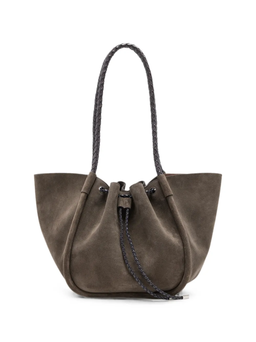 Proenza Schouler large Ruched tote in suede and braided calf - Marrone