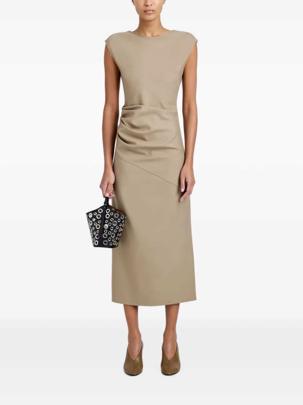 Proenza Schouler Katia jurk van wol gabardine Beige