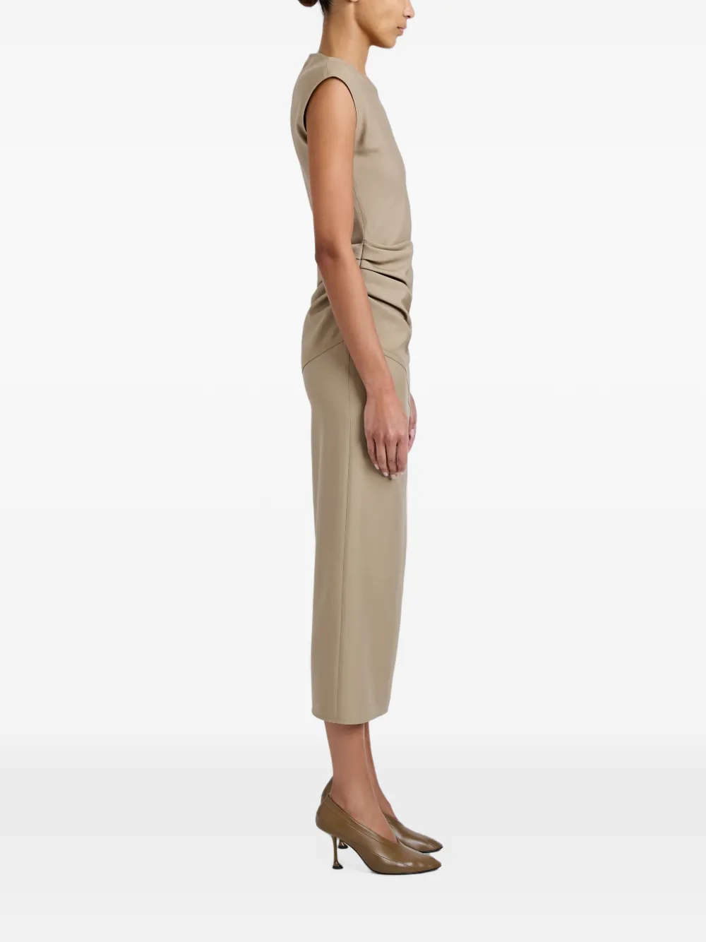 Proenza Schouler Katia jurk van wol gabardine Beige