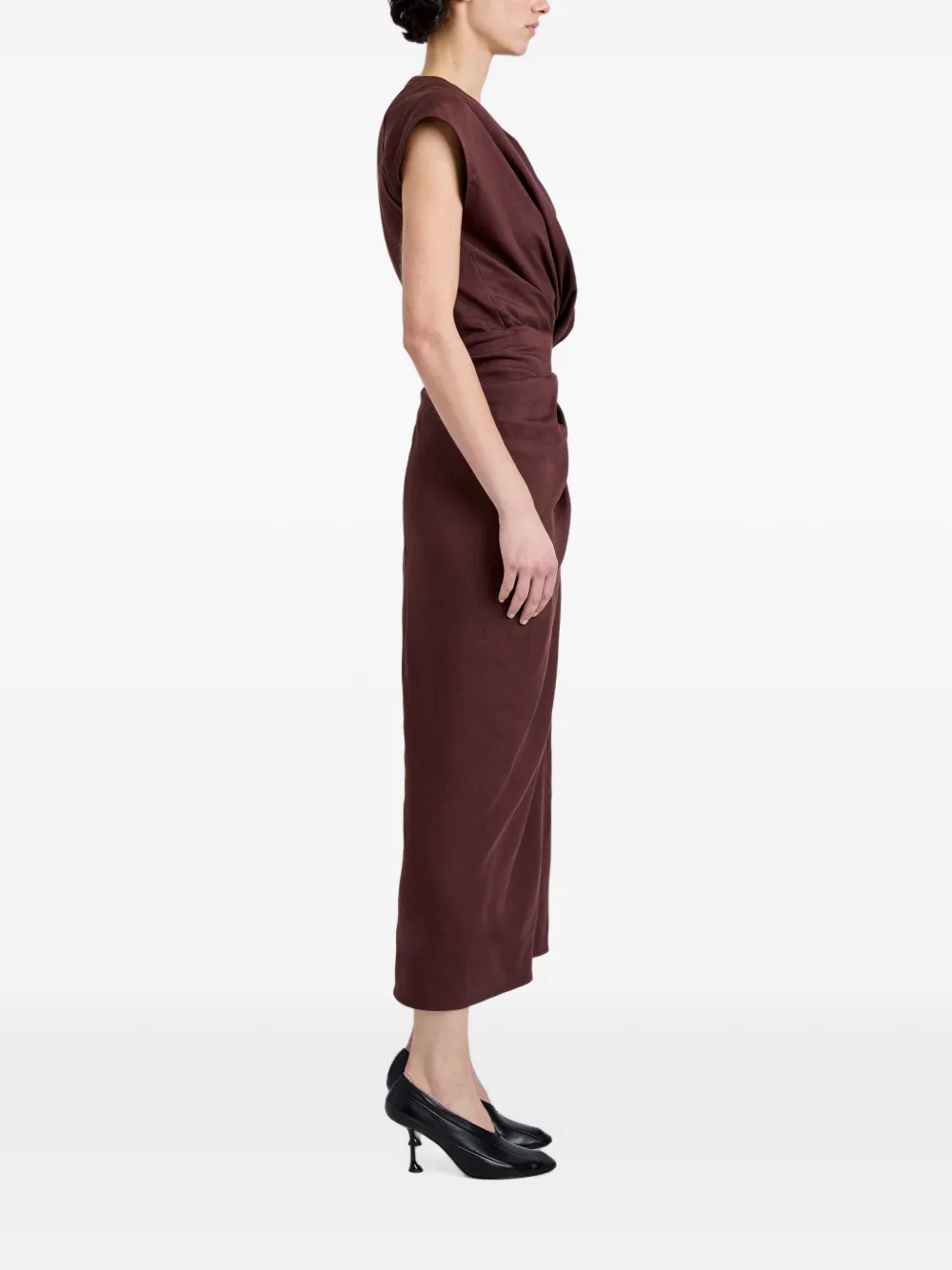 Proenza Schouler Bettina jurk van eco stretch viscose linnen Bruin