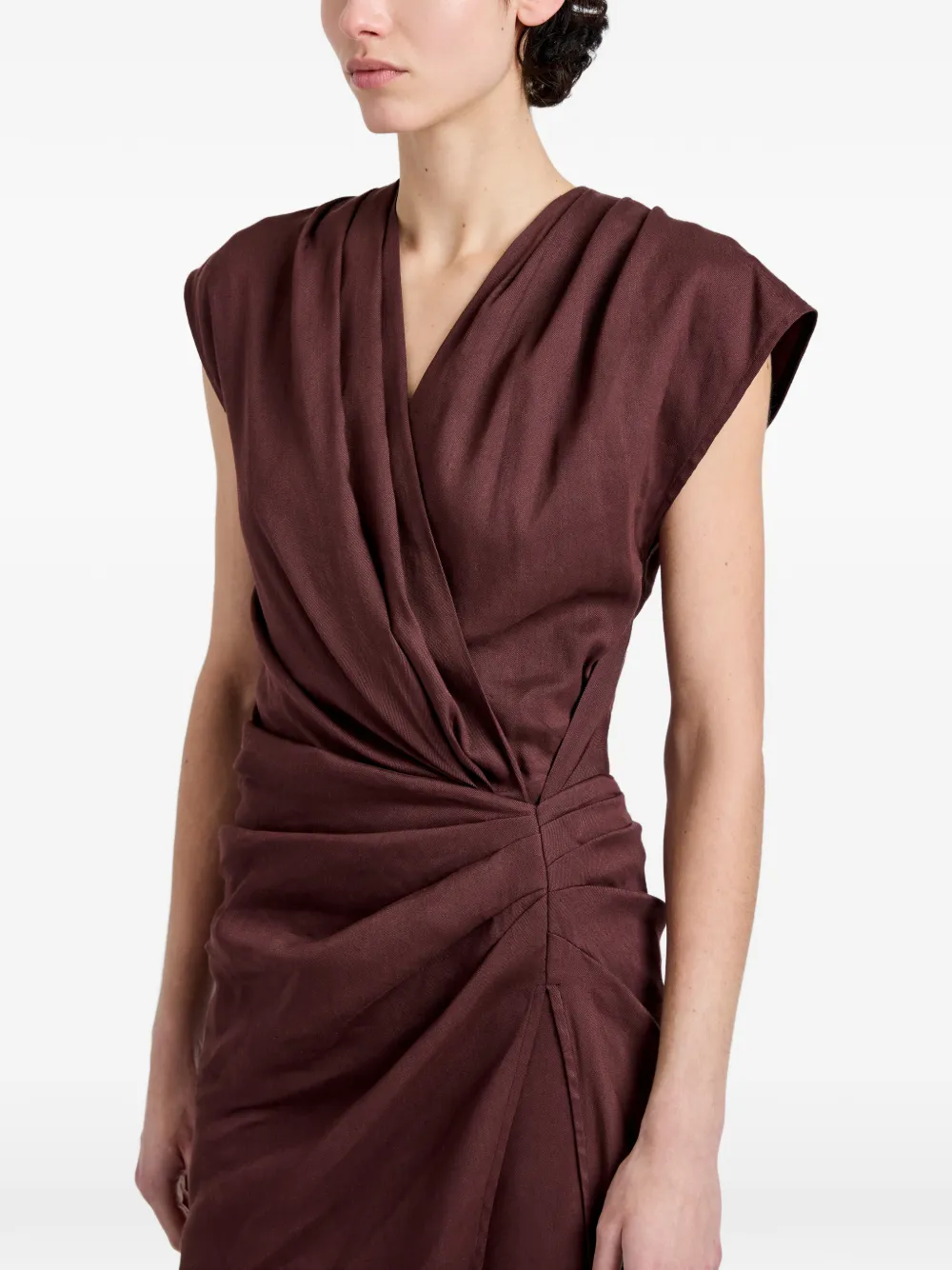 Proenza Schouler Bettina jurk van eco stretch viscose linnen Bruin